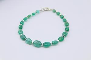 8-Inch Natural Zambian Emerald Gemstone <b>Bracelet</b> Smooth Oval Shape Beads Handcrafted from Natural Emerald <b>Stone</b> - Product Image 2