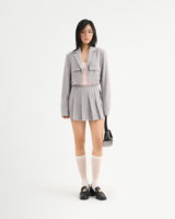 Ensembles de jupes courtes pour femmes de haute qualité, en velours uni, infroissables, formels, à col mandarin, en poly-rayonne non tissée avec flocage élasthanne