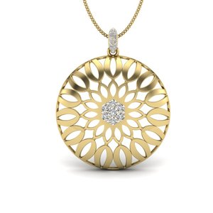 Ishi Diamonds 18K Gold Designer Circular Lab Grown Diamond Pendant - Product Image 1