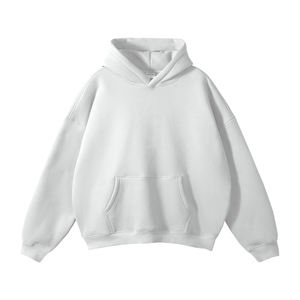 Sudaderas y sudaderas bordadas forradas con logotipo personalizado de Terry de gran tamaño de manga regular de lana en blanco de algodón - Product Image 1