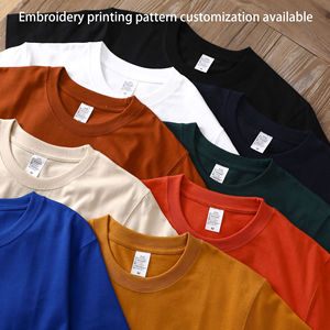 Venta al por mayor de encargo de peso pesado de gran tamaño Camiseta para los hombres de cuello redondo 100% algodón lienzo de buena calidad - Product Image 3