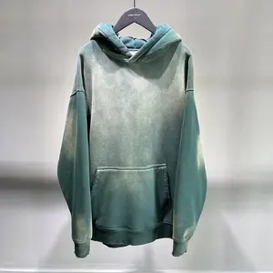 Sweat-shirts à capuche pour hommes de haute qualité, en coton épais, surdimensionnés, vintage, effet usé, lavage à l'acide, impression numérique pour l'hiver - Product Image 6