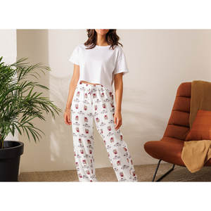 Pantaloni pigiama invernali Ike-Conic da donna con Logo personalizzato comodo e traspirante Spandex modale con stampa solida con motivo animalier - Product Image 2