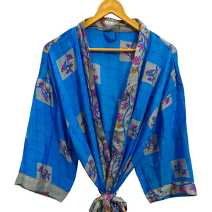 Robe portefeuille indienne tunique sari robe robe de mariée robe de maternité robe cadeau robe de plage fête porter indien imprimé soie sari kimono, - Product Image 1
