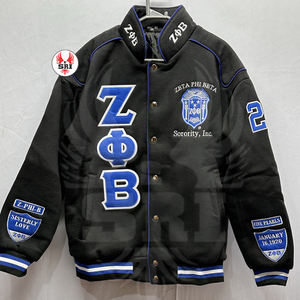 Personnalisé Zeta Phi Beta Haute Qualité Hommes Broderie Patch Chaud Collège Veste Bomber Letterman Varsity Racing Veste pour Hommes - Product Image 6