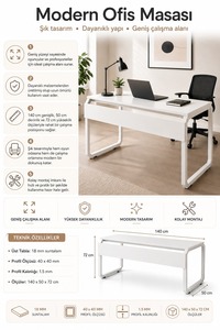 Bureau d'ordinateur portable, table d'ordinateur moderne, table de bureau, table d'étude pour chambre à coucher, bureau d'ordinateur contemporain, bureau de travail - Product Image 3