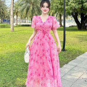 Robe femmes maxi dame fleur robe mode 2023 Casual Prix raisonnable mousseline de soie Casual Lavable Personnaliser - Product Image 2