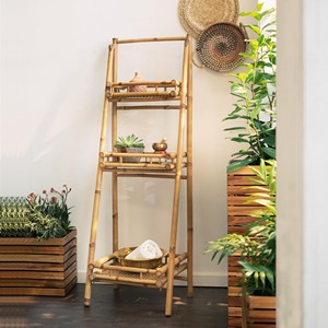 Estantes de bambú natural de 3 niveles, estantería plegable, armario rústico, estante plegable, organizador de almacenamiento hecho en Vietnam - Product Image 6