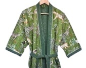 มาใหม่ล่าสุดป่าซาฟารีพิมพ์ชุดนอนเสื้อคลุมผ้าไหมวินเทจชุดกิโมโนชายหาดสวมใส่กิโมโนสบายๆสําหรับผู้หญิงในราคาโรงงาน - Product Image 2