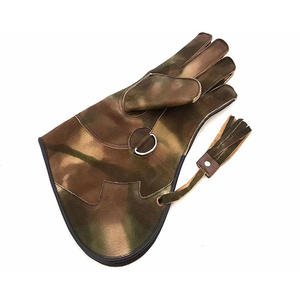 New Style Double Layer Genuine Leather Camouflage Falconry Gloves with Eagle Embroidery Logo on Palm for Hunting Birds <b>Arrow</b> Use - Product Image 1
