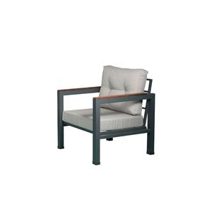 Meubles de jardin en bois, ensemble de 4 pièces Table et chaises de salon, patio sectionnel, canapé, bois de teck en aluminium - Product Image 4