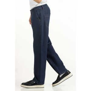 กางเกงยีนส์เดนิมลายดอกไม้สไตล์วินเทจ Relax Fit ผ้าฝ้าย 100% ซักแบบ Stonewashed ทรงขากว้าง สำหรับฤดูหนาว ผลิตด้วยวิธีการถักทอแบบนิตติ้ง - Product Image 2