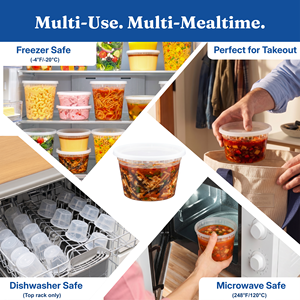 Contenitori per alimenti da 3H da 16 oz con coperchi (480 pezzi/cassetta) adatti per congelatore e microonde, in PP senza BPA, impilabili, a prova di perdite, per conservare il cibo. - Product Image 2