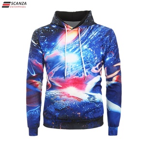 Sublimación personalizada Galaxy Print Hoodie 100% poliéster pulóver OEM/ODM disponible - Product Image 1
