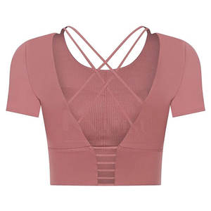 เสื้อครอปท็อปออกกำลังกายสำหรับผู้หญิง ผ้าฝ้าย/โพลีเอสเตอร์ ระบายอากาศได้ดี คุณภาพสูง สีพื้น ผลิตในปากีสถาน เป็นมิตรต่อสิ่งแวดล้อม แห้งเร็ว - Product Image 5