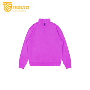 Tessuto personnalisé usine demi fermeture éclair sweats à capuche col montant sweats zippés pour hommes sweats en coton de haute qualité - Product Image 4