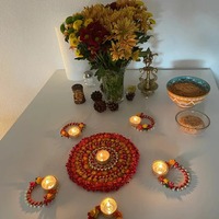 Centre de table floral artisanal Rangoli, décoration de table, bougeoir, porte-bougie chauffe-plat, décoration Pooja, tapis floraux pour entrée, Navratri, Diwali, Kolam