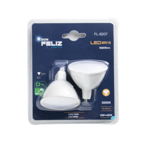Bombilla foco Led MR16 esmerilada 4W/6W, luz amarilla/cálida, 3000K, 2 unidades - Product Image 1
