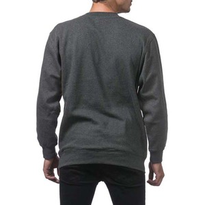 Jersey de lana de cuello redondo de 400g para hombre, sudaderas de algodón 100% personalizadas grises, ropa básica transpirable bordada - Product Image 2
