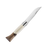 Couteau pliant en acier inoxydable Couteau Opinal Manche en bois de noyer, Couteaux pliants avec étui en cuir