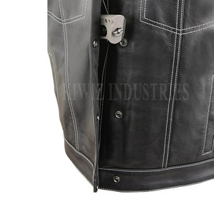 Buena calidad 100% cuero hecho moda chaleco precio razonable hombres ropa cuero chaleco para adulto - Product Image 6