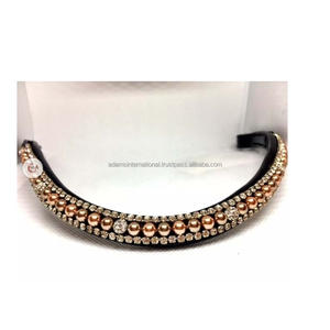 Banda de cejas ecuestre de alta calidad para montar a caballo Logotipo personalizado Cuero de caballo con banda de cejas de lujo decorativa de cristal ostentoso - Product Image 2