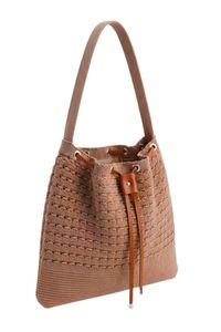 <b>Boho</b> Chic Women's Crochet Tote <b>Bag</b> Drawstring Closure Summer Beach Style Handmade Shoulder <b>Bag</b> Solid Color Casual Daily Use - Product Image 2