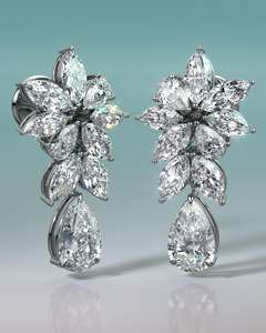 Pendientes Largos de Plata de Ley S925 con Baño de Oro de 14K, Estilo Étnico Coreano, Cristal Cultivado en Laboratorio con Corte Marquesa y Hojas de Diamante - Product Image 2