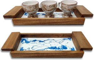 Bandeja de Servir de Madera y Mármol para Cocina y Comedor, Bandeja de Servir de Madera y Mármol de Primera Calidad con Diseño Elegante, HECHA A MANO - Product Image 2