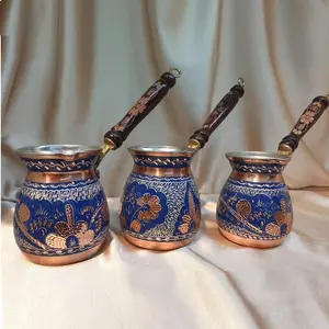 Handmade Colored Turkish Coffee Pot com alças de madeira Restaurante e Hotéis Servindo Chá Coffee Pots