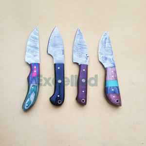 Cuchillo de caza de acero de Damasco hecho a mano, cuchillo desplumador para llevar todos los días, cuchillo de hoja fija, mango de madera con Funda de cuero - Product Image 2