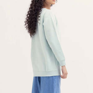 Sweats à capuche tricotés solides et décontractés à logo personnalisé pour femmes Sweat-shirt en coton à manches longues et col rond avec logo avant Design personnalisé - Product Image 3