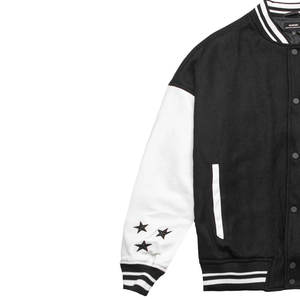 Chaquetas universitarias para hombre y mujer, chaqueta con letras bordadas personalizadas, chaqueta bomber de estilo universitario retro, manga de cuero, cuerpo de lana 2025 - Product Image 2