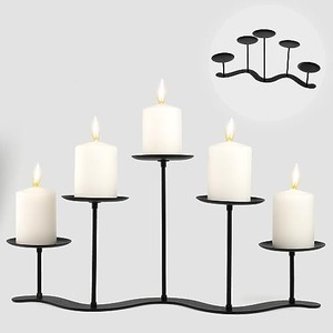 Candelabros de Metal negro para decoración gótica del hogar Centro de mesa de boda de Halloween Diwali Mesa de Navidad Portavelas Exhibición - Product Image 1
