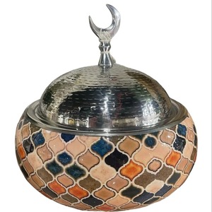 หม้อสแตนเลสทรงกลมพร้อมฝาปิดหม้อปรุงอาหารแฮนด์เมดสำหรับเสิร์ฟอาหารเดือนรอมฎอนหรูหรา - Product Image 3