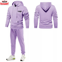 Conjunto de chándal de algodón con sudadera y pantalones de chándal multicolor para hombre, traje de entrenamiento para correr, ropa deportiva con logotipo personalizado de Elegant Sports