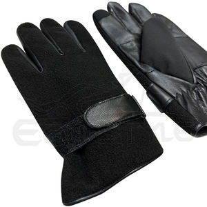 Best <b>Gloves</b> For Cold Weather Black Leather Sheepskin and Soft <b>Warm</b> Fleece Blend Touchscreen Adjustable Strap Mens Fleece <b>Gloves</b> - Product Image 3