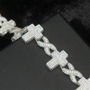 8mm S925 Moissanite Cross Infinity Pulsera de eslabones cubanos - Product Image 1