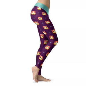 Mallas de entrenamiento de gimnasio de tela de punto de alta calidad transpirables y duraderas para mujer, logotipo de cintura con estampado de sublimación personalizado, Control de barriga - Product Image 6