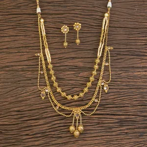 Fashion Jewelry Designer Antique Stunning Bollywood Mala Necklaces Set With Gold Plating 18290 Moti