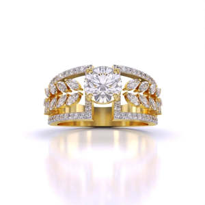 Anillo de cóctel con diamante de talla redonda Starry Night de 1.00 quilates, color F, claridad VS, diamante cultivado en laboratorio en oro de 14 quilates para fiesta de compromiso - Product Image 4
