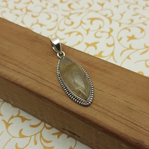 Natural Marquise Rutile Quartz Pendant 925Sterling <b>Silver</b> Handmade Pendant Fine Jewelry Pendant & <b>Charms</b> Necklace <b>Silver</b> Jewelry - Product Image 2
