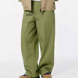 กางเกงคาร์โก้ผู้ชายผ้าแคนวาสลำลอง ทนทาน ระบายอากาศดี ทรงตรง คลาสสิก ติดกระดุม ทรงเอวกลาง มีกระเป๋า - Product Image 1