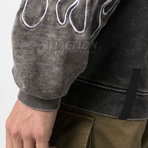 Sweat à capuche décontracté pour homme, grande taille, en polaire, de qualité supérieure, tendance, uni, effet délavé, pour l'hiver - Product Image 6
