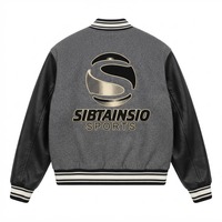 Veste de baseball décontractée en laine grise, style tendance, personnalisable avec logo, marque privée, grandes tailles, pour homme, idéale pour l'école