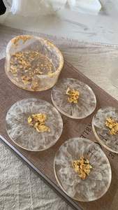 High Quality Customizable Love & Nautical Style Round Epoxy Resin <b>Coaster</b> <b>Set</b> <b>with</b> <b>Holder</b> Handmade for Home Decor - Product Image 2