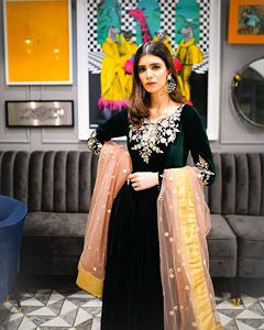 Pinkcityblocks ชุดผ้ากำมะหยี่อะนาร์คาลีชุดปักเลื่อมชุดงานปักเลื่อมชุดปาร์ตี้คุณภาพสูงแบบเย็บเต็มรูปแบบชุดอินเดีย - Product Image 5