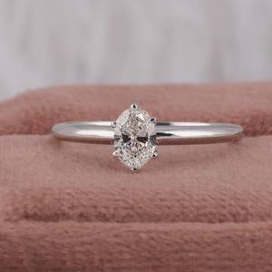 Oval Diamond Solitaire Engagement <b>Ring</b>, Lab Grown Diamond Wedding <b>Ring</b>, 6 Claw Prongs Diamond <b>Ring</b>, <b>Ring</b> <b>for</b> Her - Product Image 1