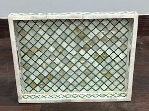 Bandeja de madera negra con incrustaciones de hueso y madreperla para servir y decoración del hogar para Arabia Saudita y Singapur - Product Image 3