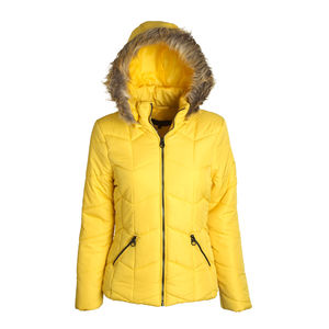 Abrigo cálido de invierno personalizado para mujer al por mayor, chaqueta acolchada con Cuello de piel, chaqueta acolchada transpirable para exteriores para mujer - Product Image 1